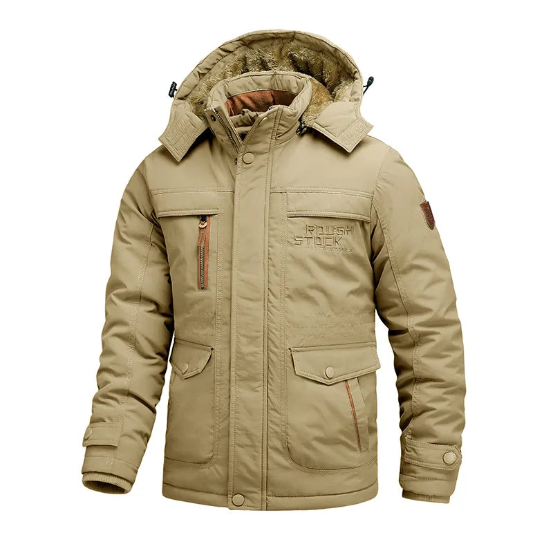 Parka d'hiver doublé polaire pour homme à capuche