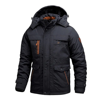 Parka d'hiver doublé polaire pour homme à capuche