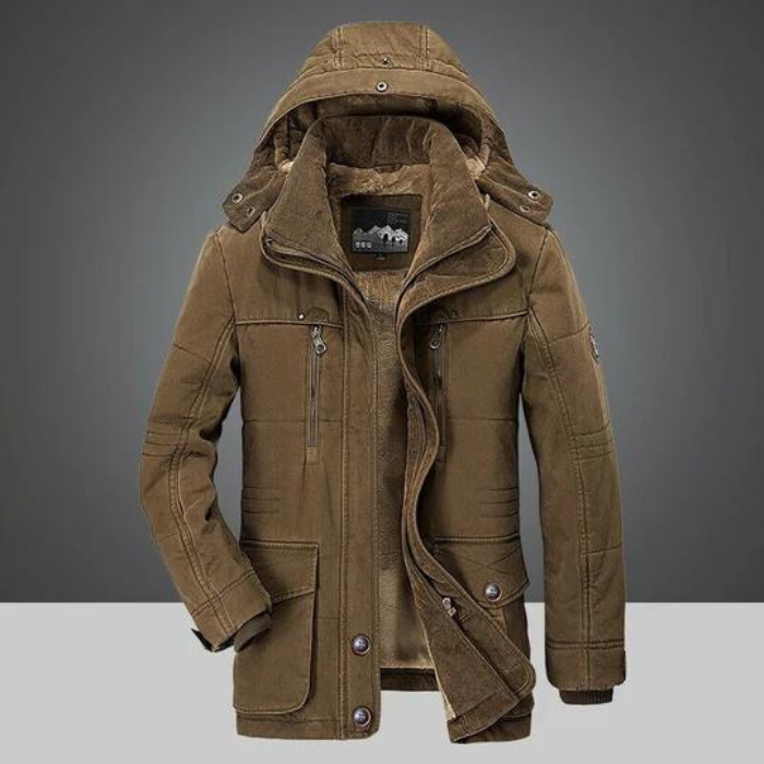 Veste d'hiver pour hommes chaude à capuche doublée Sherpa