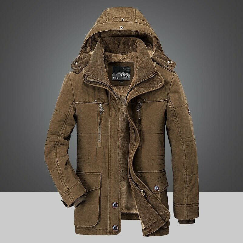Parka d'hiver doublé pour homme avec capuche