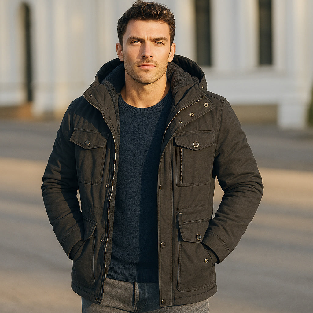 Herren Winterjacke Daunen Kapuze Warm - IdealeKleiden