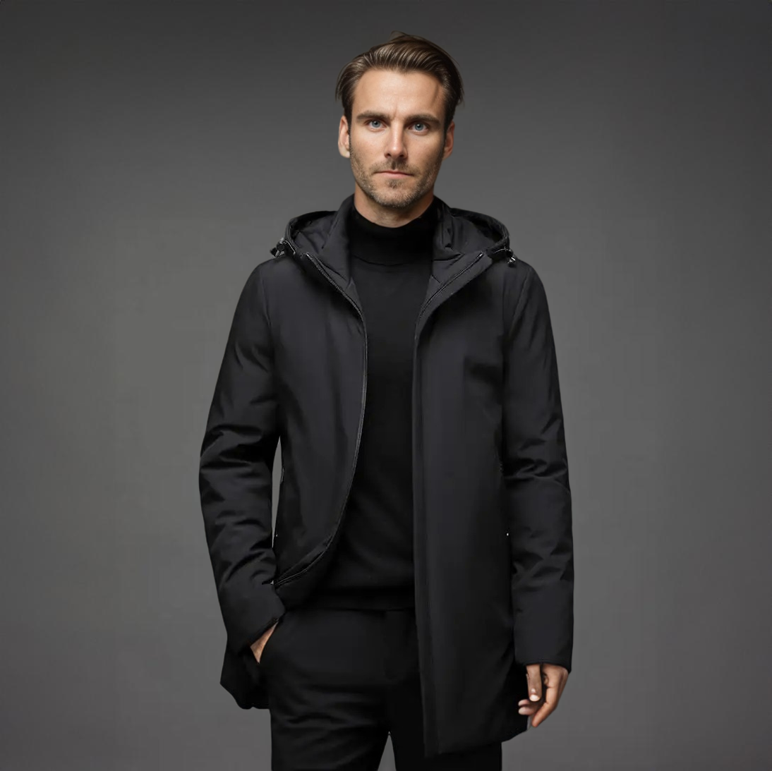 Veste d'hiver homme chaude et isolée à capuche