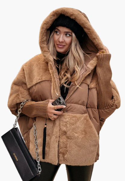 Veste d'hiver femme polaire teddy capuche chaude
