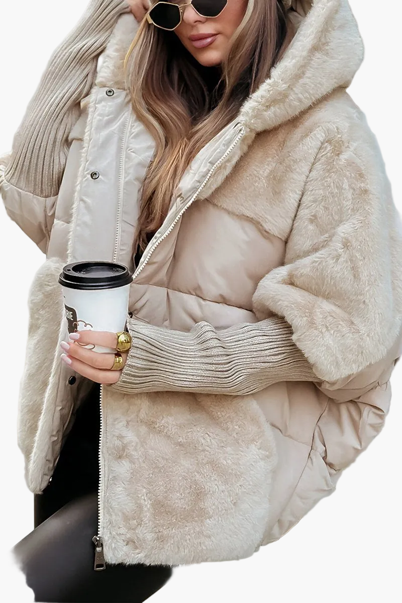 Veste d'hiver femme polaire teddy capuche chaude