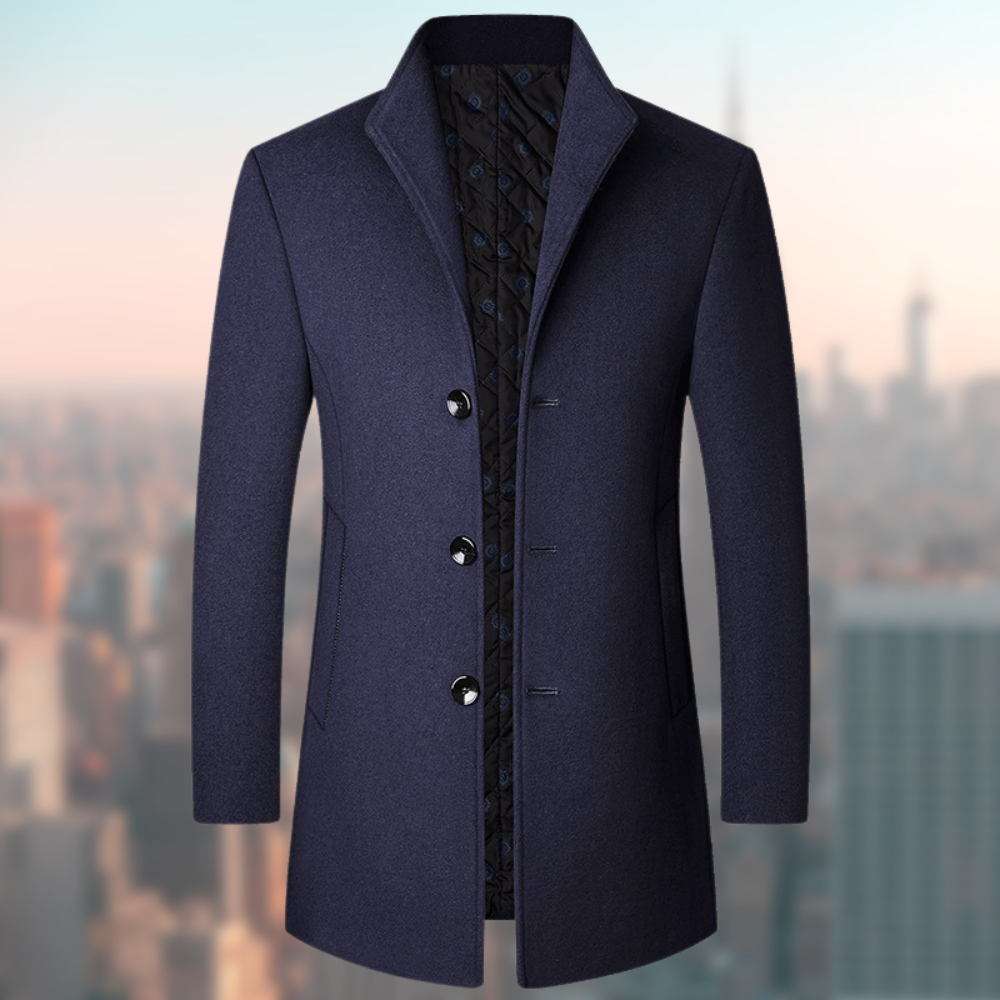 Manteau d'hiver élégant pour homme en laine noire
