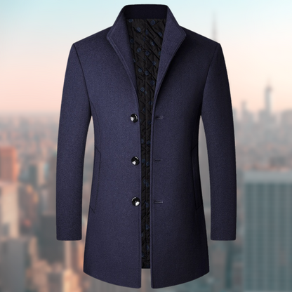 Manteau d'hiver élégant pour homme en laine noire