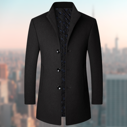Manteau d'hiver élégant pour homme en laine noire