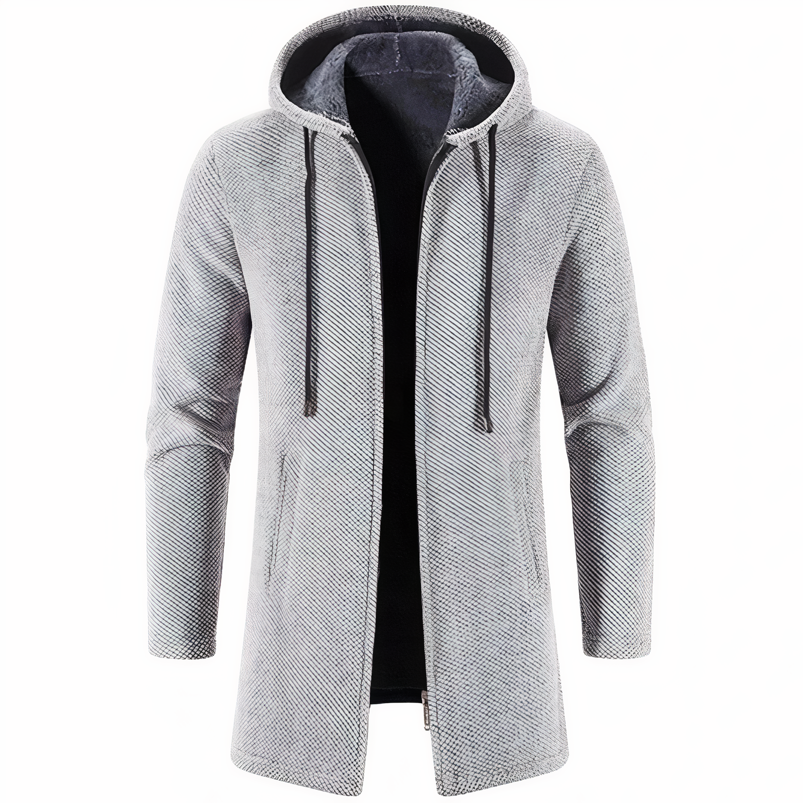 Herren Winterjacke Kapuze Reißverschluss Midlength - IdealeKleiden