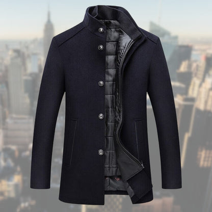 Veste d'hiver chaude pour homme col montant en laine