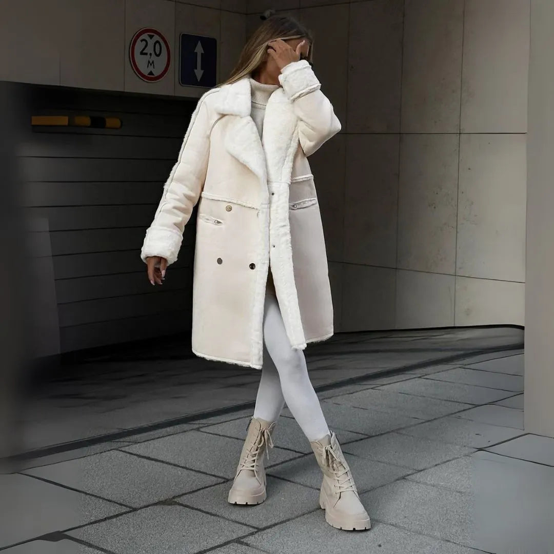 Robe d'hiver femme chaude en fausse fourrure d'agneau