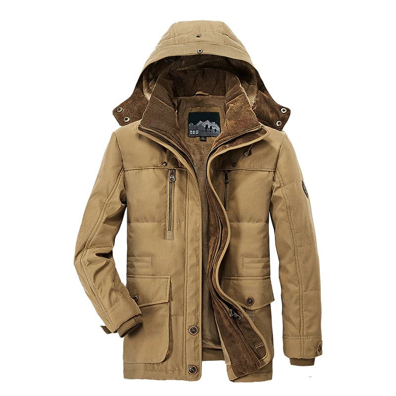 Winterjacke Männer Kapuze Fleece Isoliert - IdealeKleiden