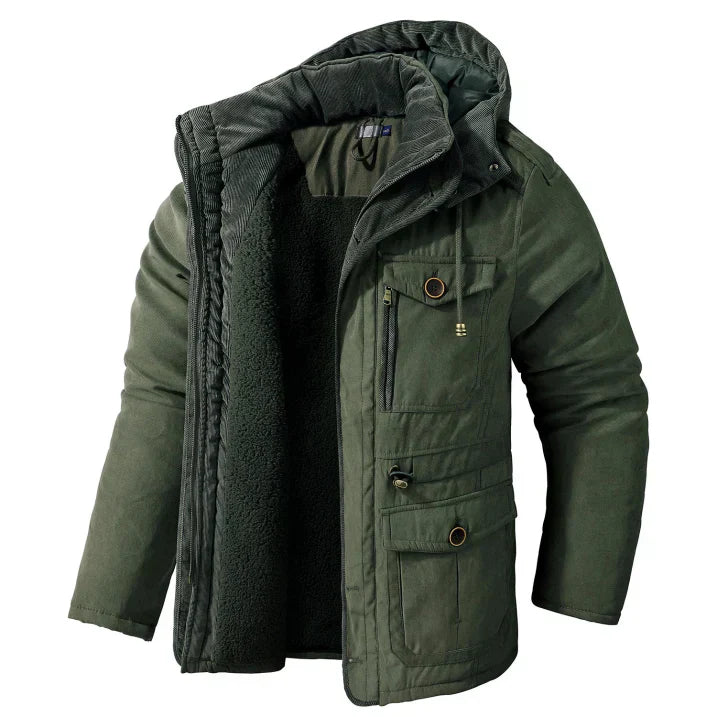 Parka d'hiver pour hommes, polaire, capuche, veste d'extérieur