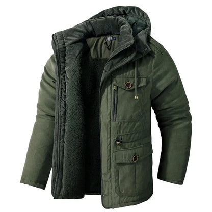 Parka d'hiver pour hommes, polaire, capuche, veste d'extérieur