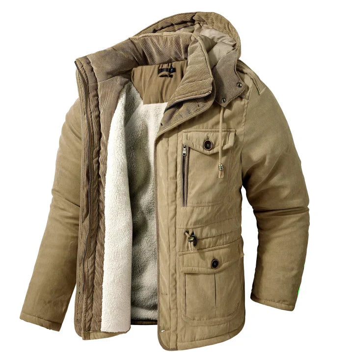 Parka d'hiver pour hommes, polaire, capuche, veste d'extérieur