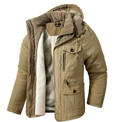 Parka d'hiver pour hommes, polaire, capuche, veste d'extérieur