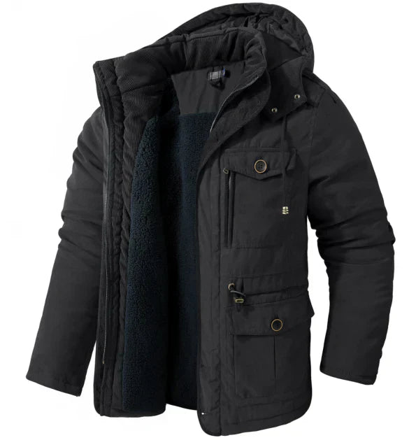 Parka d'hiver pour hommes, polaire, capuche, veste d'extérieur