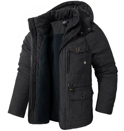 Parka d'hiver pour hommes, polaire, capuche, veste d'extérieur
