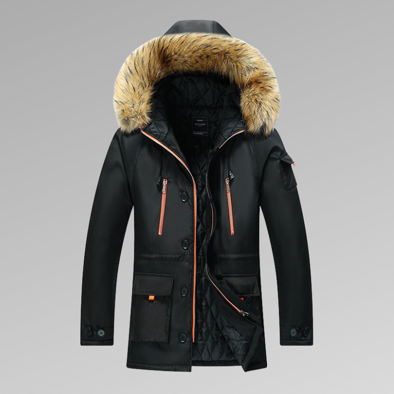 Herren Winterparka Warm Isoliert mit Fellkapuze - IdealeKleiden