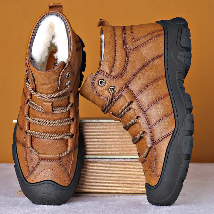 Bottes imperméables homme cuir doublure fourrure