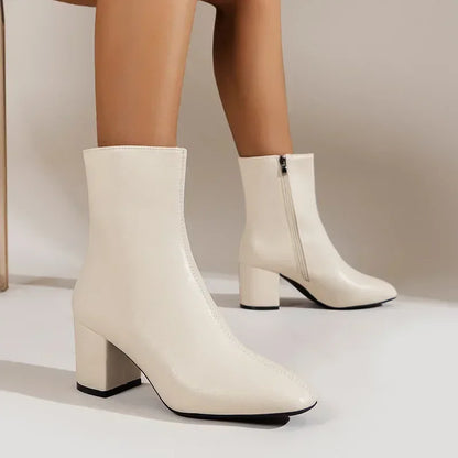 Élégantes bottines pour femmes, bout effilé, robustes