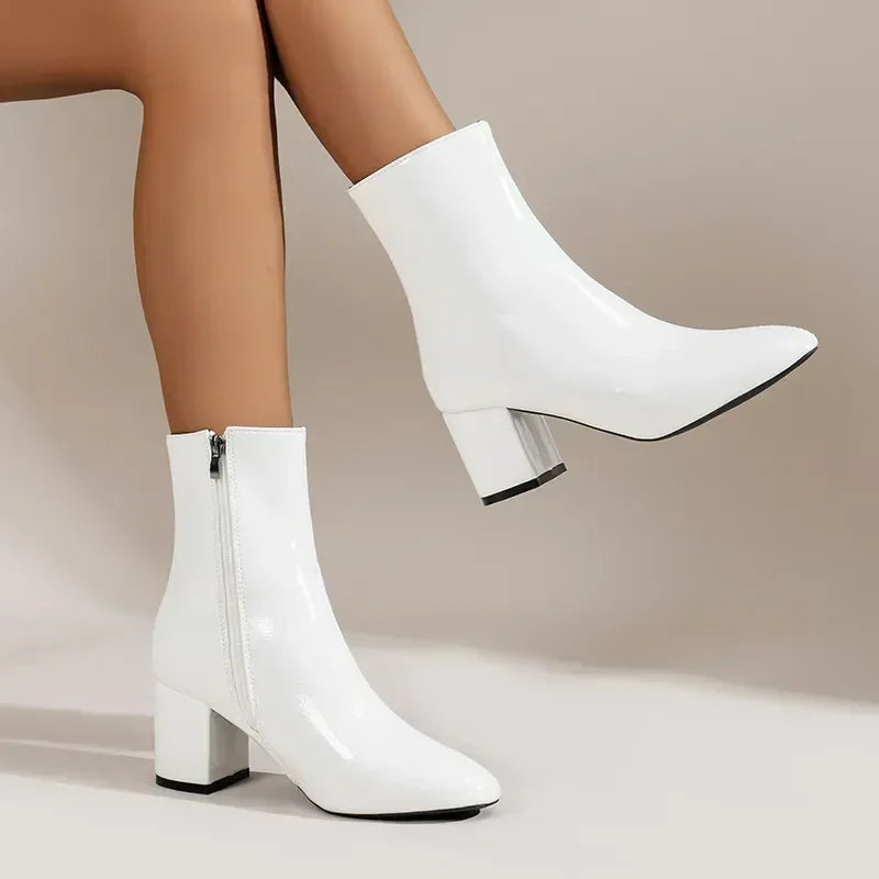 Élégantes bottines pour femmes, bout effilé, robustes