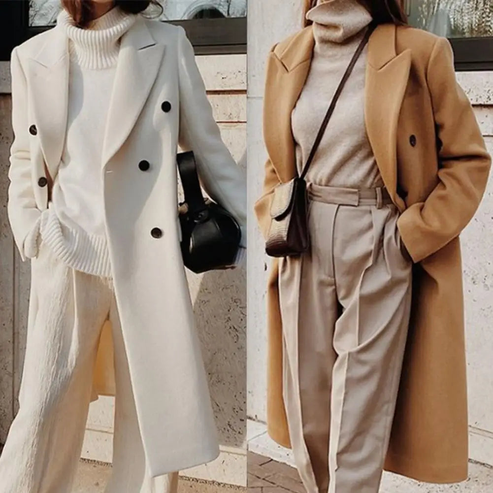 Damen Trenchcoat Elegant Doppelter Knopfleiste - IdealeKleiden