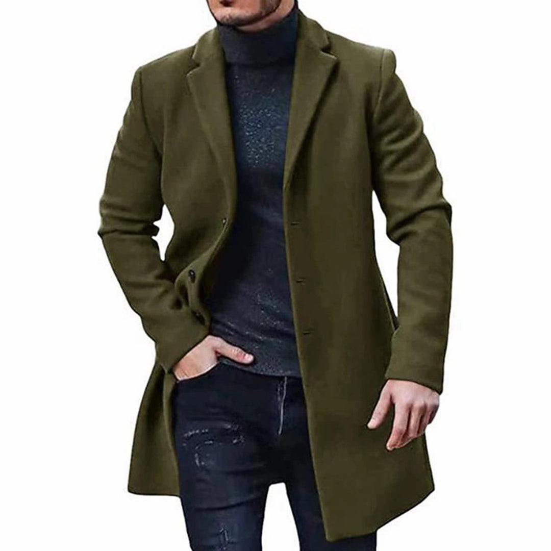 Trench-coat en laine mi-long pour homme