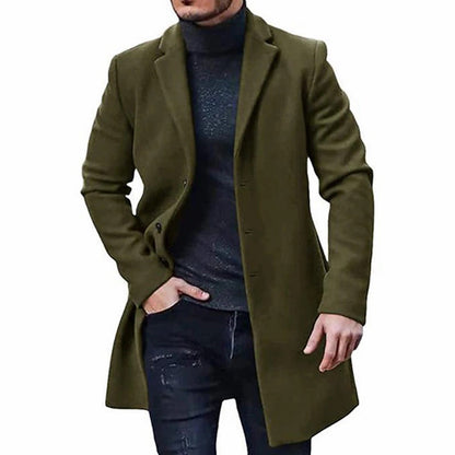 Trench-coat en laine mi-long pour homme