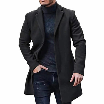 Trench-coat en laine mi-long pour homme