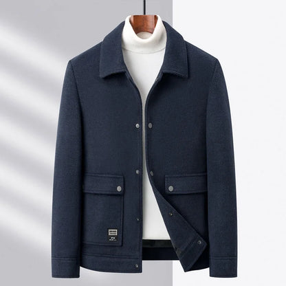 Veste courte en laine pour homme avec boutons et poches