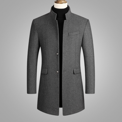Manteau en laine mi-long noir pour homme