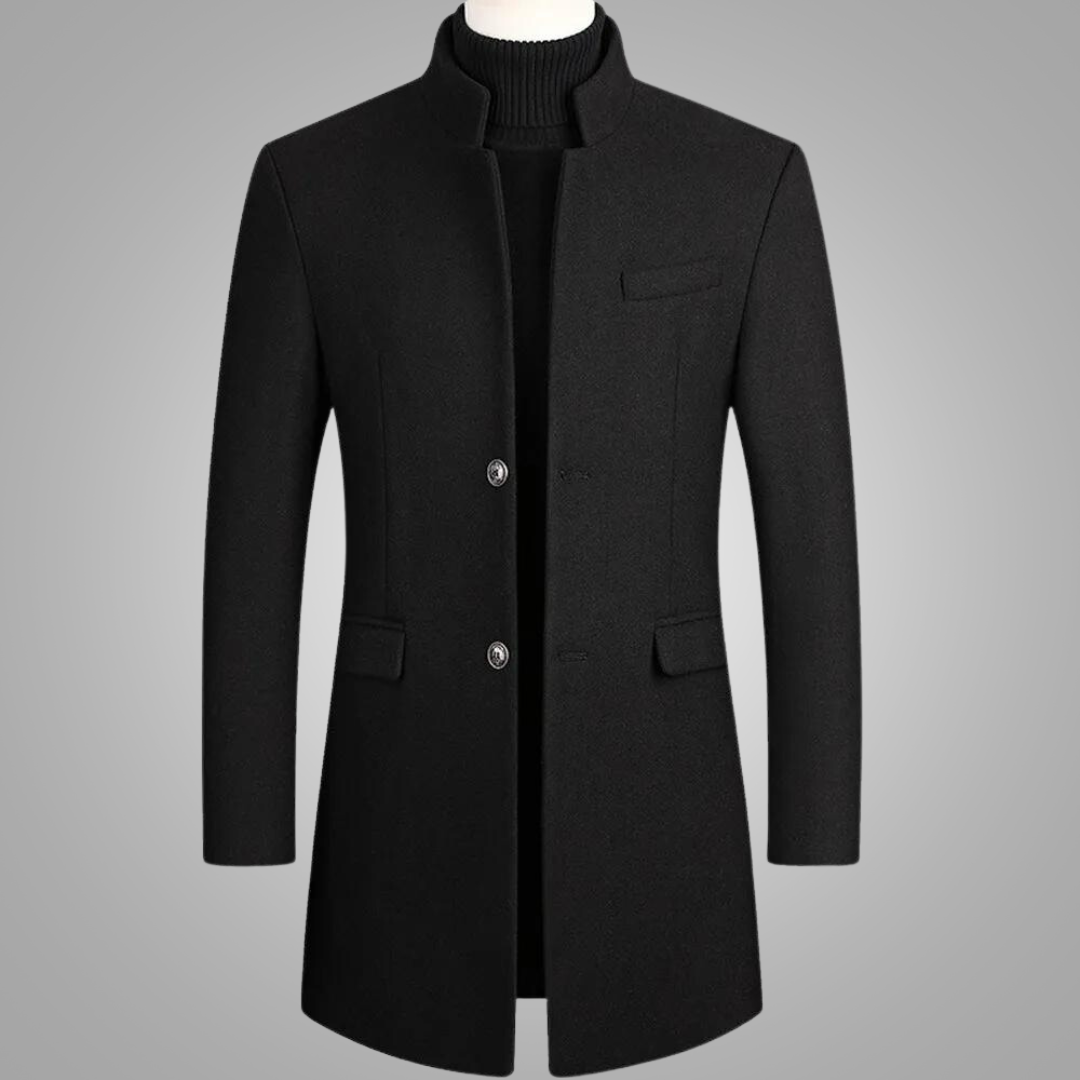 Manteau en laine mi-long noir pour homme