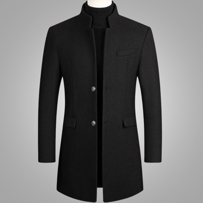 Manteau en laine mi-long noir pour homme