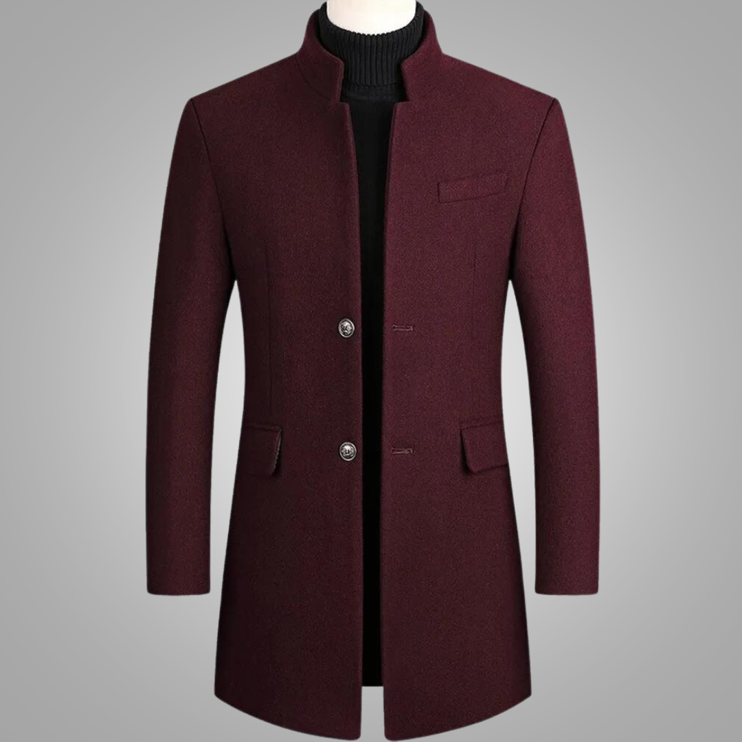 Manteau en laine mi-long noir pour homme