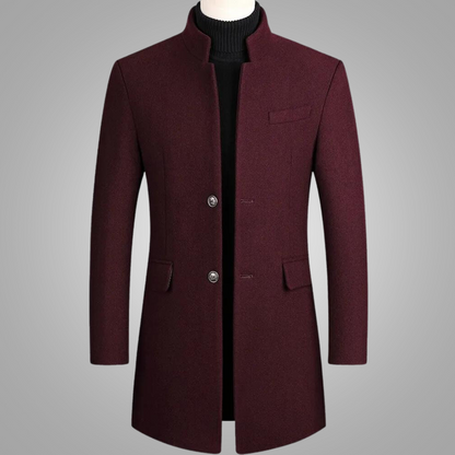 Manteau en laine mi-long noir pour homme