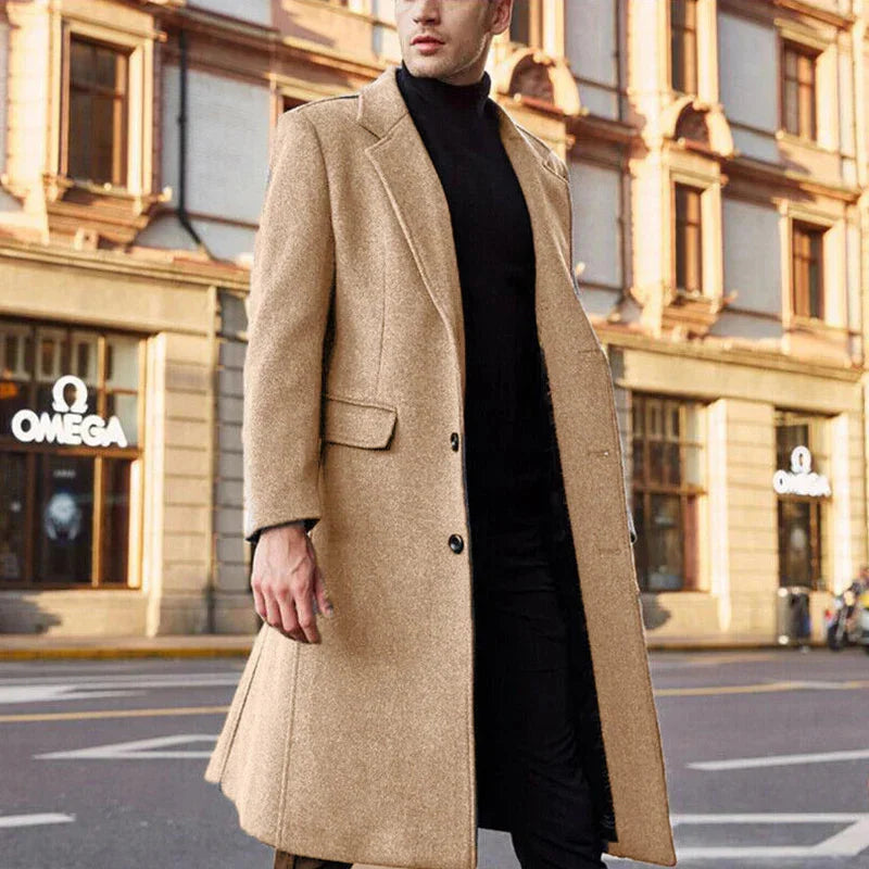 Manteau de laine long élégant pour homme