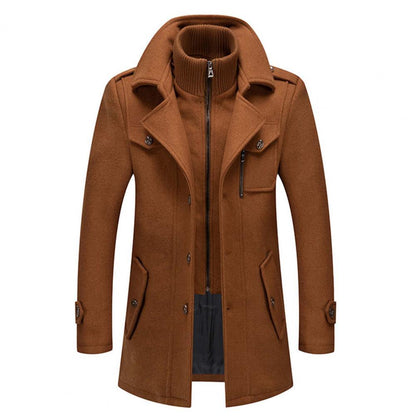 Veste en laine chaude mi-longue pour homme Hiver