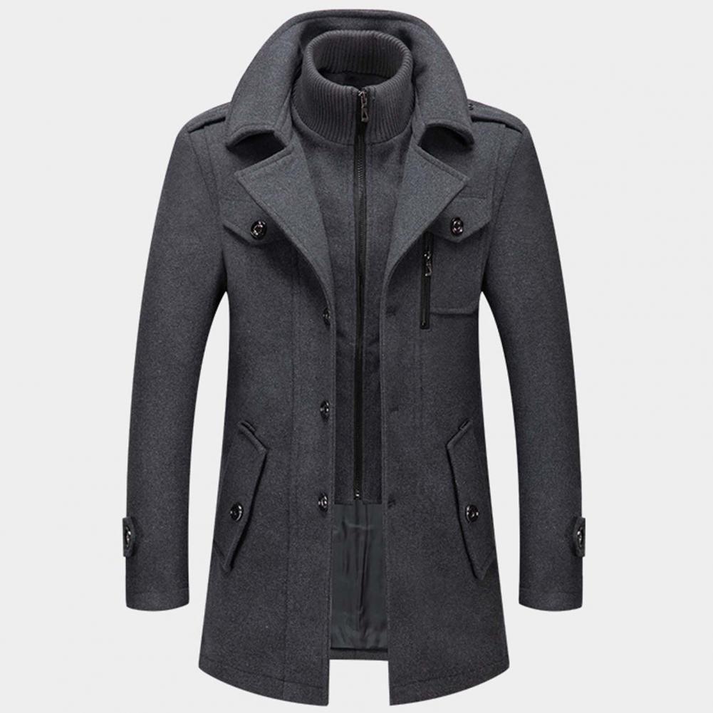 Veste en laine chaude mi-longue pour homme Hiver