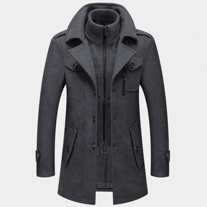 Veste en laine chaude mi-longue pour homme Hiver