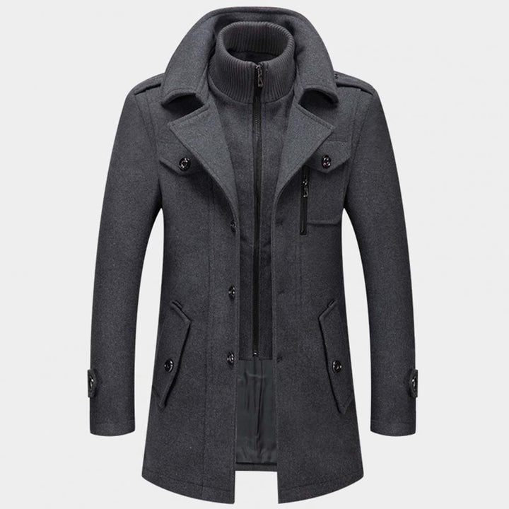 Veste en laine chaude mi-longue pour homme Hiver