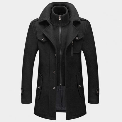 Veste en laine chaude mi-longue pour homme Hiver
