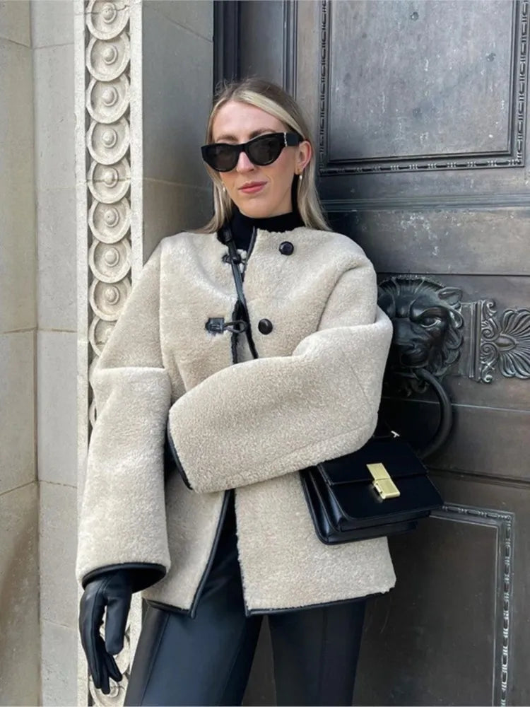 Manteau Shearling Femme Oversize Chaud & Doux