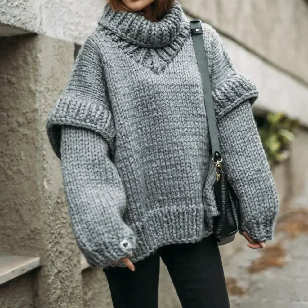 Klassisches Kleid Oversized Rollkragen - IdealeKleiden