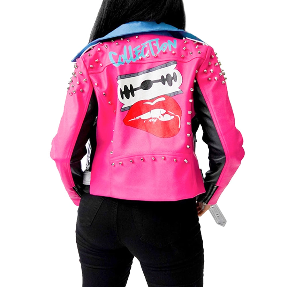 Fuchsia Damenjacke Mit Auffälligem Druck - IdealeKleiden