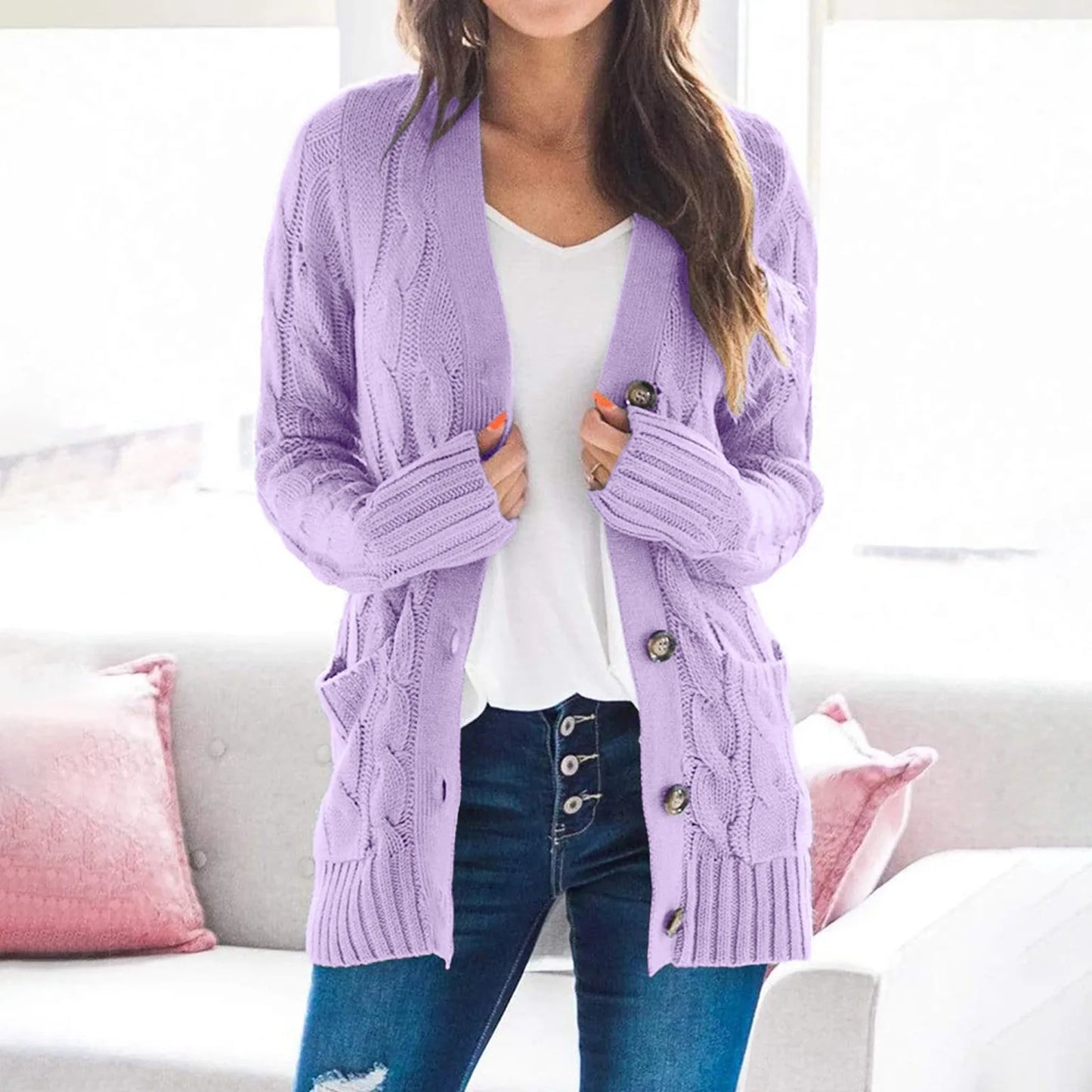 Gilet long en laine pour femme