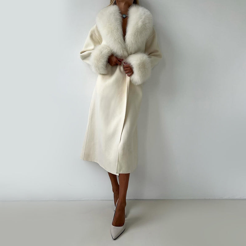 Manteau d'hiver femme, mélange de laine élégant avec ceinture
