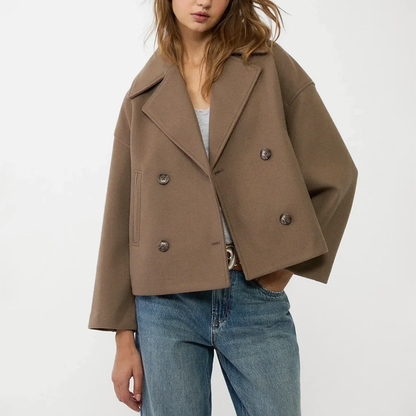 Manteau court doublé col revers moderne