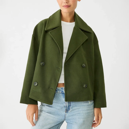 Manteau court doublé col revers moderne