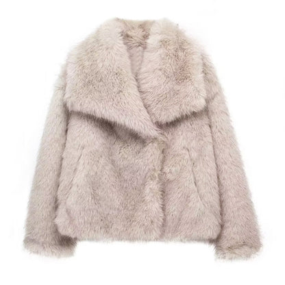 Veste courte en fausse fourrure tendance Col oversize