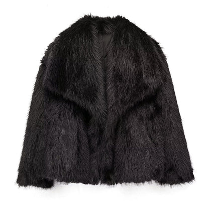 Veste courte en fausse fourrure tendance Col oversize